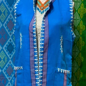 Abra Embroidery Sleeveless Collared Long Vest