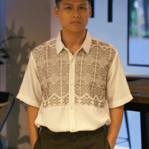 Yakan Cream Polo Shirt Front Panel