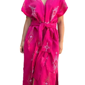 South Cotabato Embroidery Sinag Dress - Fuchsia Pink