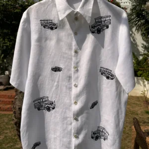 Jeepney Linen Polo Shirt in White