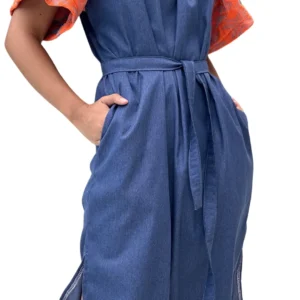 Hayahay Off-Shoulder Dress with Handwoven Yakan Sleeves